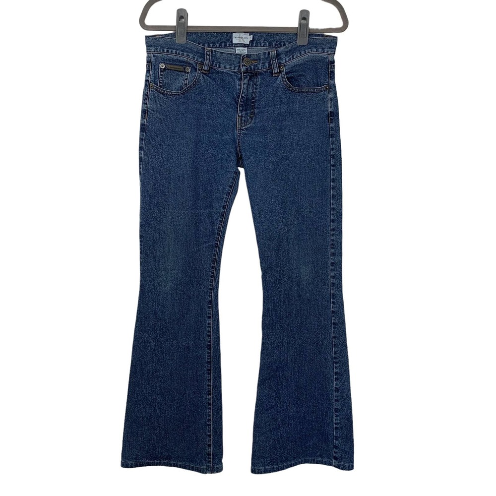Calvin Klein Wide Leg Flare Jeans Blue Mid Rise y2k